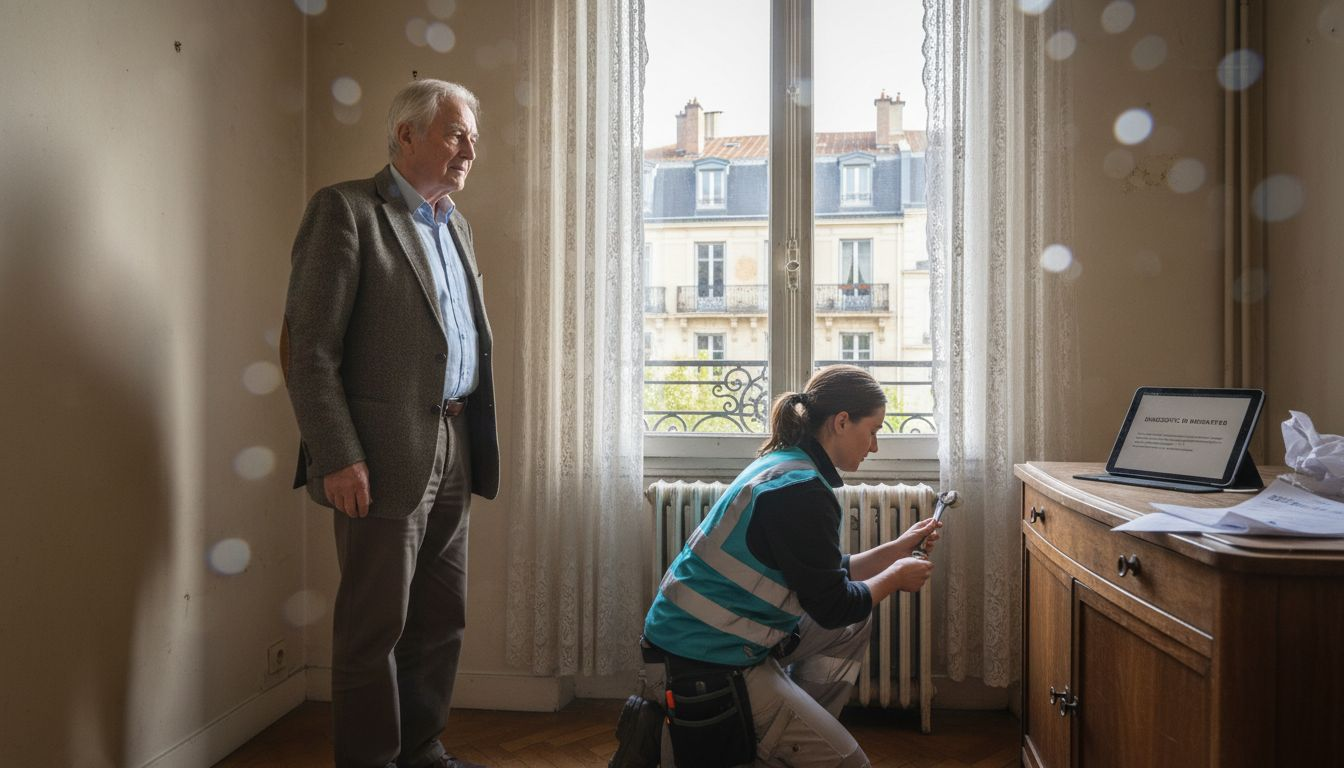 Propriétaire et technicien lors d’un bilan énergétique