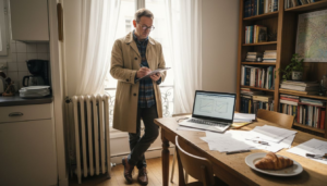 Un expert en énergie réalise le diagnostic de performance énergétique (DPE) d’un appartement parisien.