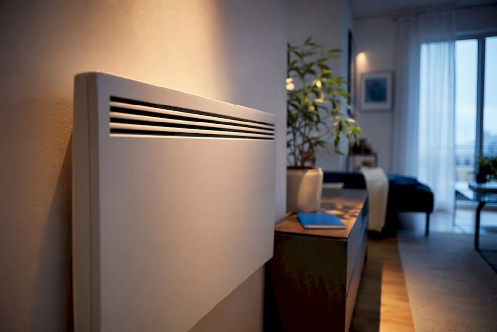 Radiateur électrique installé dans un logement résidentiel
